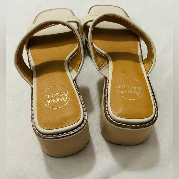 Andre Assous Layla Featherweights Slip On Strappy Platform Sandals In Creme NWOB - Picture 3 of 8